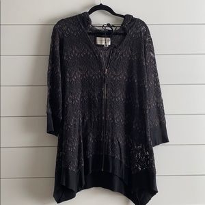 Evy’s Tree XL Black Lace Lightweight Zip Up Hoodie